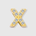 Golden letter X jewelry charm with sparkling pavé rhinestones for necklaces and bracelets - Letter X-Gold