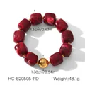 Detailansicht eines Perlenarmbands im Maillard-Stil mit roten Perlen und Gewicht von 48,1 g - Weinroter Marmor (HC-B20505-RD)
