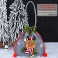 Sac cadeau de Noël en feutre gris avec poupée renne et cordon rouge pour bonbons - Sac de Renne en Similicuir Gaufré