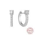 Minimalist S925 sterling silver U-shaped hoop earrings with sparkling zircon stones - 925 Silver / Platinum - Style 2