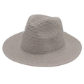 Vue détaillée du chapeau Panama gris foncé montrant le tissage en spirale et la texture - Taille unique / Gris