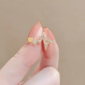 Elegant gold heart and heartbeat bow brooch with shimmering small rhinestones - 248# Lightning