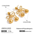 Goldene Kirsch-Ohrringe aus Edelstahl mit Schleife, wasserfest und hypoallergen - Goldene Kirsch-Schleifen-Ohrstecker (JDE0111022)