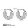 Silver stainless steel hollow horn earrings with polished finish and dimensions - Smooth Round / EH252 Silver