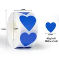 Blue heart-shaped adhesive stickers 500 labels per roll with 25mm diameter dimension - 25mm 500 Pcs/Roll / Blue