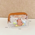 Brown Kapibara cartoon PU wallet with Summer surfing print, sized 9.5x4.5x6cm - Surfing (PVC)