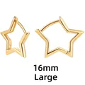 Orecchini a cerchio a stella dorati minimalisti 16mm con finitura lucida, taglia Large - Stella 16mm