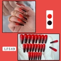 Detail of long coffin nails featuring black and red gradient design with subtle glitter finish - Red Black Gradient