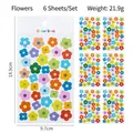6-sheet set of colorful flower stickers with 18.9x9.7cm size for DIY diary decor - Flowers (6 Sheets/Set)