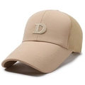 Beige baseball cap with 3D letter D embroidery and breathable mesh side panels - Letter D Style / Deep Beige