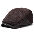 Men's dark brown retro baseball cap with textured fabric and matte leather brim - Adjustable / Coffee