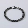 Bracciale da uomo a catena cubana canna di fucile in acciaio inox con chiusura a moschettone - Catena Figaro 7.5mm 1:1 / 20cm / Nero
