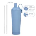 Morandi blue 830ml insulated tumbler with magnetic handle and Tritan boba straw - 830ml / Haze Blue