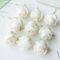 Lot de 9 têtes de roses artificielles en soie blanche pour bricolage et décoration - Blanc Lait