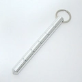 Silver tactical keychain tool with knurled grip and window breaker pointed end - Round Head Silver