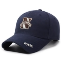 Casquette de baseball bleu marine avec broderie lettre N et visière incurvée vue de face - Bleu marine