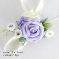 Purple and cream faux rose wrist corsage with ribbon for wedding bridesmaids - Lilac Purple