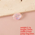 Makroansicht eines klaren Glasanhängers in Muschelform mit rosa Punkten und Maßen - Transparent Weiß Einzelloch (Stahlring)