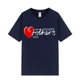 Camiseta azul oscuro del Día de la Madre con estampado de corazón y cuello redondo - XS / Estampado de Corazón / Azul marino