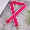 Pink and beige geometric fabric bag strap with adjustable gold-tone metal hooks - Rose Red