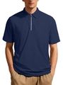 Polo de hombre azul marino de manga corta con cuello de cremallera y tejido de gofre - S / Azul marino