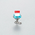 Top de anclaje dérmico de circonia azul cuadrada en acero plateado, talla 6mm - 6mm / Azul (4# Azul Mar)