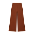 Detailed flat lay of high-waisted wide-leg trousers in earthy brown woven fabric - S / Light Brown Pants