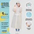 Reusable thick EVA hooded raincoat in translucent almond beige for adults and travel - Warm Apricot