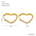 Herz-Ohrringe aus 18 Karat vergoldetem Edelstahl mit Zirkonia-Besatz, Modell Nr. 176 - 29*30mm