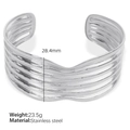 Zilveren brede golfarmband van roestvrij staal met 28,4 mm geometrisch ontwerp - SZ142 (28.4mm Breedte) / Zilver