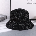 Sparkly black sequin bucket hat for women with a fashionable shimmer finish - M (56-58cm) / Style 2 Black Sequin