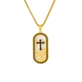 Collier croix carrée minimaliste en finition or et noir avec cristaux incrustés - HD-18 (Croix Noire)