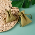 Olive green microfiber jewelry pouch with snap button for elegant storage - Microfiber Drawstring Pouch / 5*9cm / Fruit Green