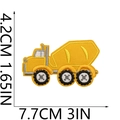 Detailed view of yellow excavator embroidered patch with size dimensions 7.7cm x 4.2cm - No.9/Tractor Yellow Black