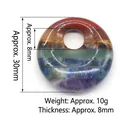 Handcrafted 30mm natural seven chakra stone donut pendant with detailed dimensions - 30mm Side Hole Donut Bead