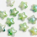 Star-shaped beads in green and white marble texture for DIY jewelry and phone chain making - Green