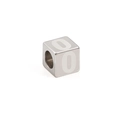 Stainless steel square bead with number 0 engraving for DIY jewelry necklaces - Steel Color Number 0