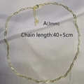 Detail der 3mm Büroklammerkette mit 40cm plus 5cm Verlängerung an goldener Halskette - Büroklammer Basis Halskette