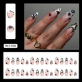 Unghie finte 3D con coccinella e fiori, pois bianchi e neri e design French-tip - Stile Coccinella Da Giardino (W2108)