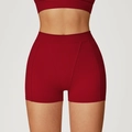 Short de yoga taille haute rouge foncé avec coutures ergonomiques pour le galbe - M / Bas / Bordeaux