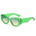 Green glitter oval sunglasses with gradient lenses and UV protection for trendy street style - Green Frame Green Tea Lens