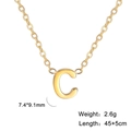Collana in acciaio inossidabile placcato oro 18k con ciondolo lettera C 7,4x9,1mm - Lettera C
