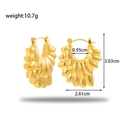 Minimalist double-layer petal gold earrings with pleated metal texture and dimensions - ER-1424 Pleated Fan