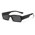 Retro Y2K square black sunglasses with thick frames and dark grey lenses for men and women - Matte Black