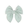 Handmade linen bow hair clip for babies and girls in a soft mint green fabric finish - Mint Green
