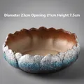 Blue and white ceramic lotus bowl with vintage glaze, 23cm diameter for water plants - JB Blue & White Lotus Hydroponic Pot-Large