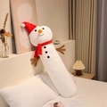 Plush snowman body pillow detail showing soft fabric with red scarf and carrot nose - Snowman / 80cm