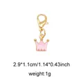 Pink enamel crown charm with golden lobster clasp for shoes and bags, 2.9x1.1cm - Style 34 Crown