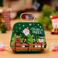 Grüne Weihnachts-Süßigkeitenbox aus Blech mit Metallgriff und festlichem Motiv - Weihnachtsbaum-Stil-B