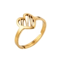 Anello in acciaio inossidabile placcato oro 18K con corona a cuore e fascia aperta - Corona a cuore / Oro
